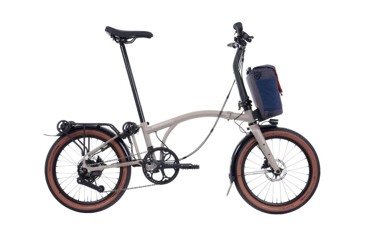 Brompton G Line électrique,  avec porte-bagages, Traildust white