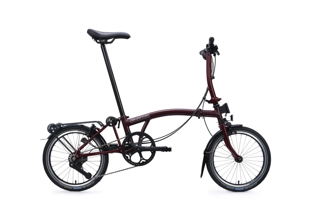 Brompton C Line 12, with rack, plum red