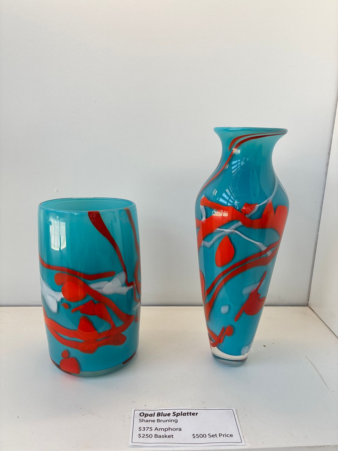 Opal Blue Splatter Vase Set