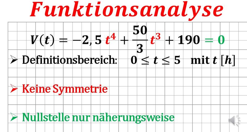 Funktionsanalyse einer Volumenfunktion V(t)