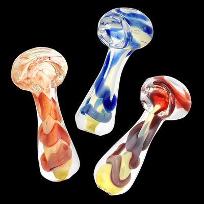 Jumbo Swirl Fumed Glass Spoon Pipe | 3" | Colors Vary