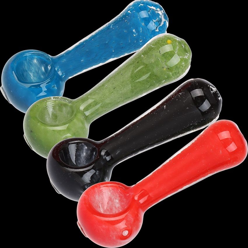 Solid Frit Glass Spoon Pipe | 3.75" | Colors Vary