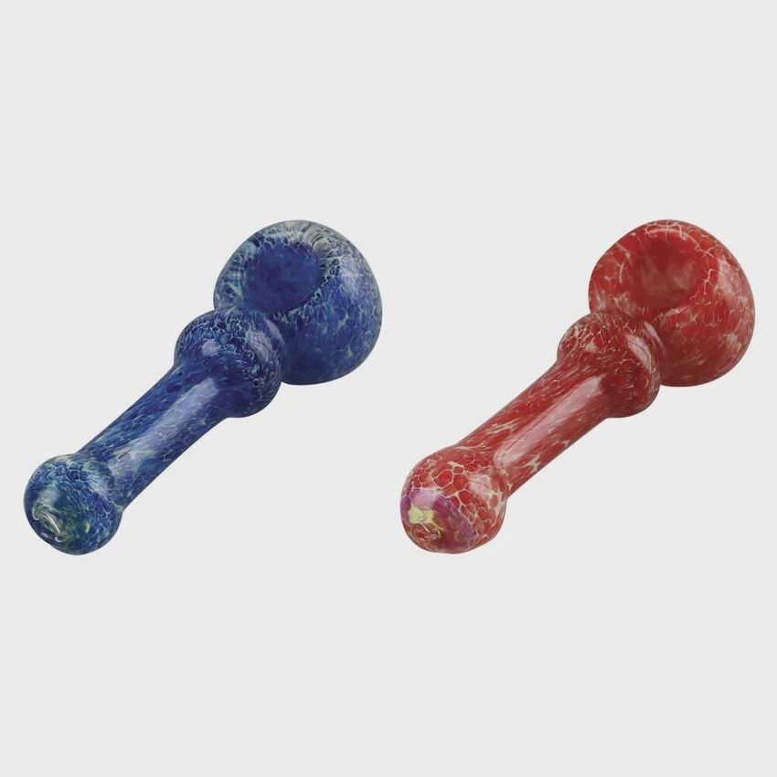 Breathing Frit Glass Spoon Pipe | 4" | Colors Vary