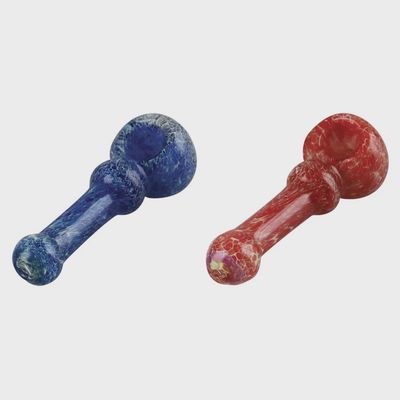 Breathing Frit Glass Spoon Pipe | 4" | Colors Vary