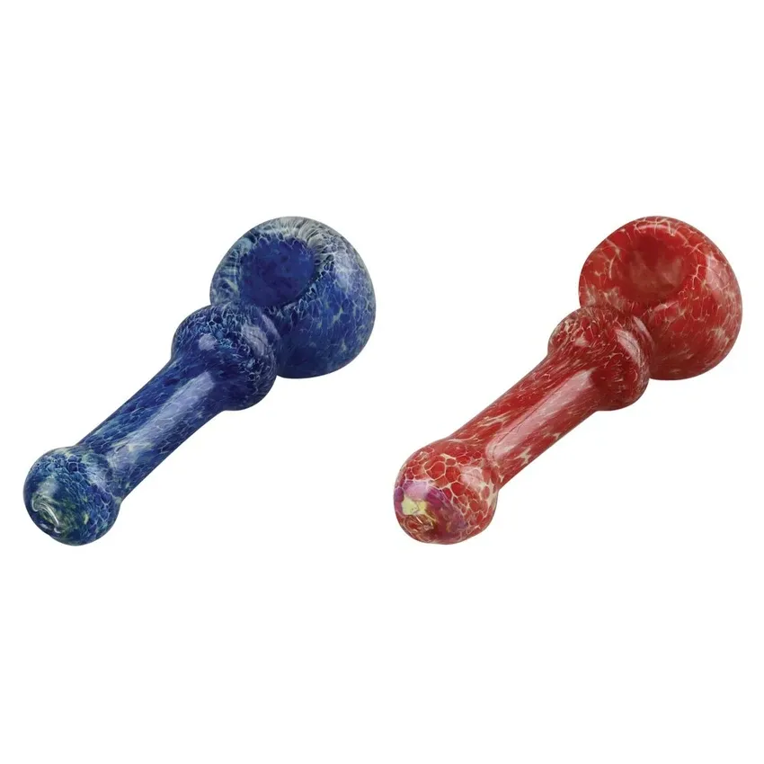 Breathing Frit Glass Spoon Pipe | 4" | Colors Vary