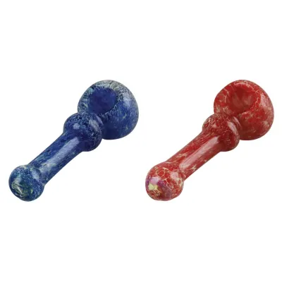 Breathing Frit Glass Spoon Pipe | 4" | Colors Vary