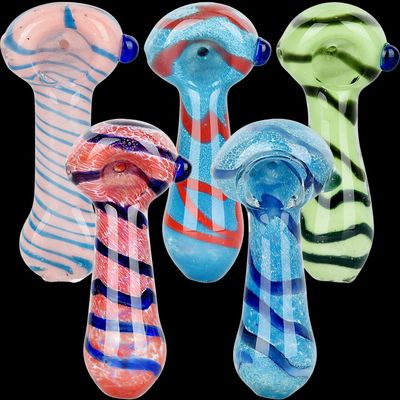 Bold Striation Spoon Pipe | 3.5" | Colors Vary