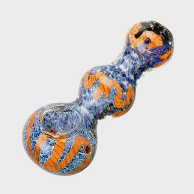 Stone Frit Squiggle Glass Spoon Pipe | 3.5" | Colors Vary