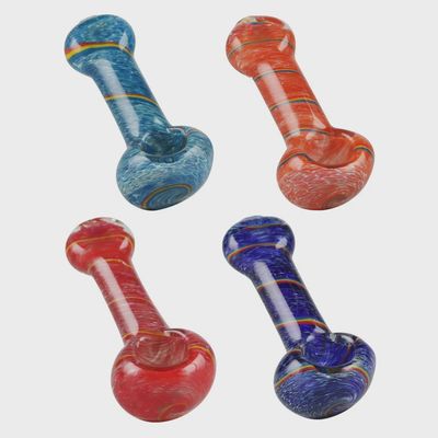 Rasta Stripe Swirl Frit Glass Spoon Pipe | 3" | Colors Vary