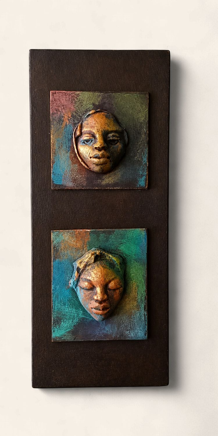 Handcrafted African-Inspired Wooden Wall Art, Design: Twin Flame