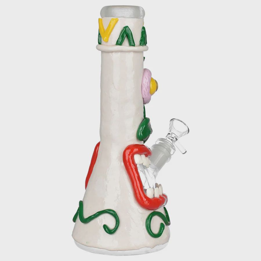 Screamin' Tiki 3D Painted Beaker Water Pipe - UV Reactive - 9.75"