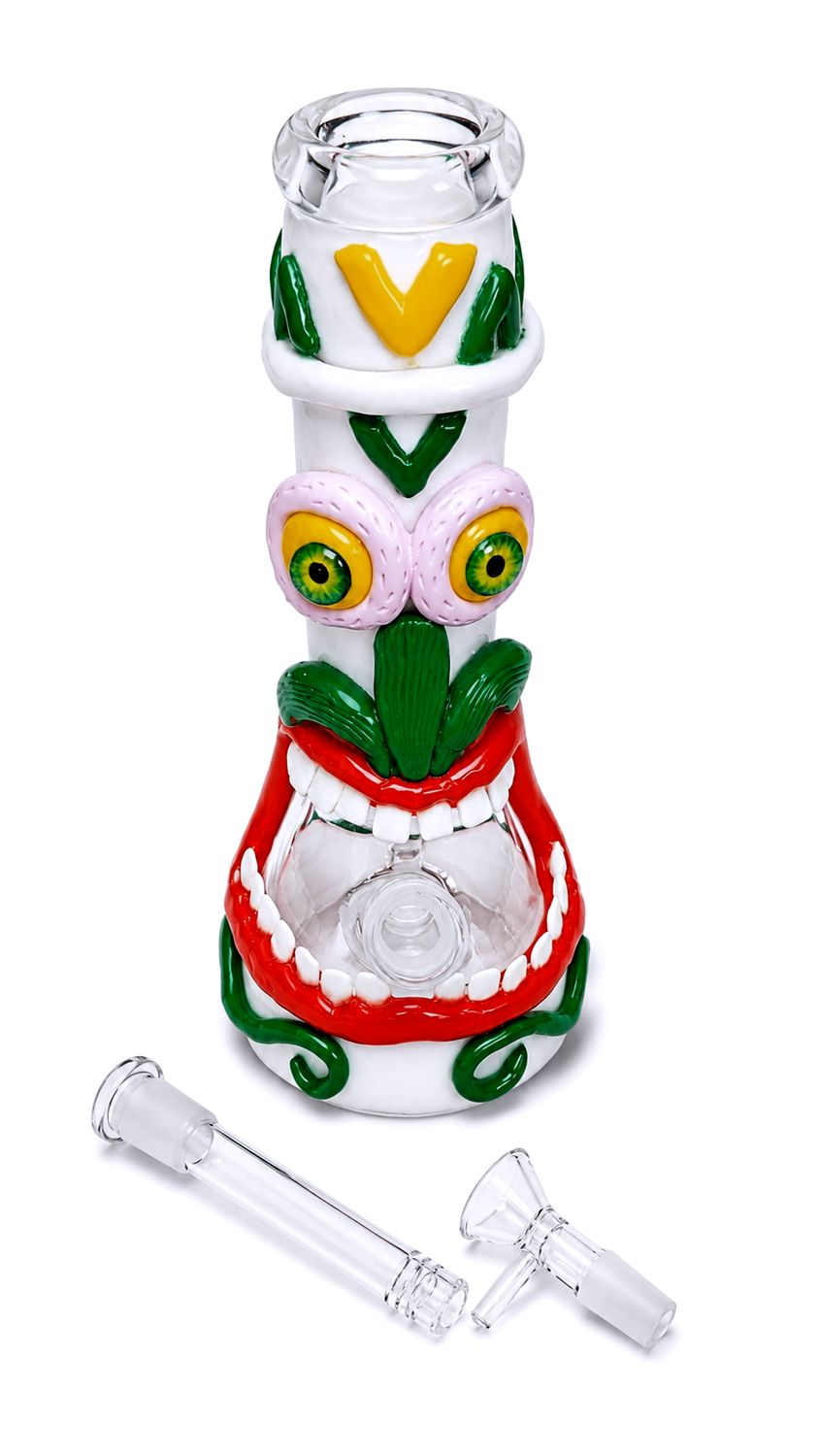 Screamin' Tiki 3D Painted Beaker Water Pipe - UV Reactive - 9.75"