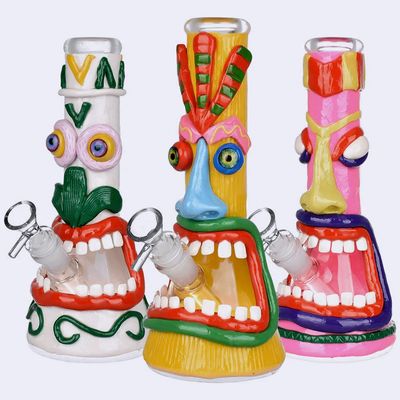 Screamin' Tiki 3D Painted Beaker Water Pipe - UV Reactive - 9.75"