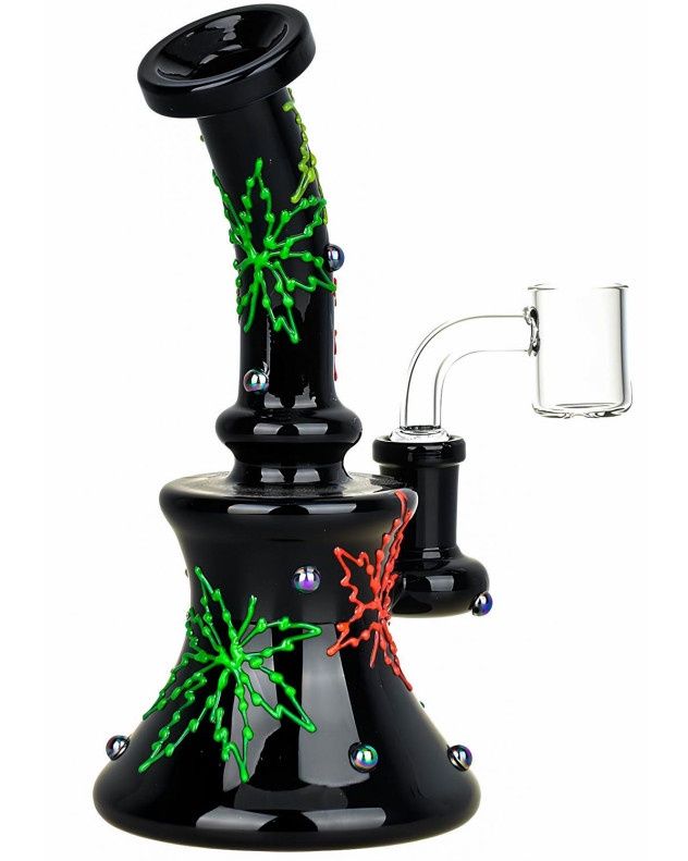 420 Neon Hemp Leaf Glow In The Dark Dab Rig