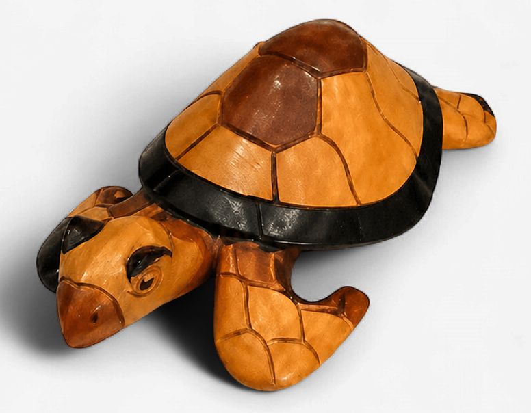 Hand-Carved Wooden Turtle Figurines