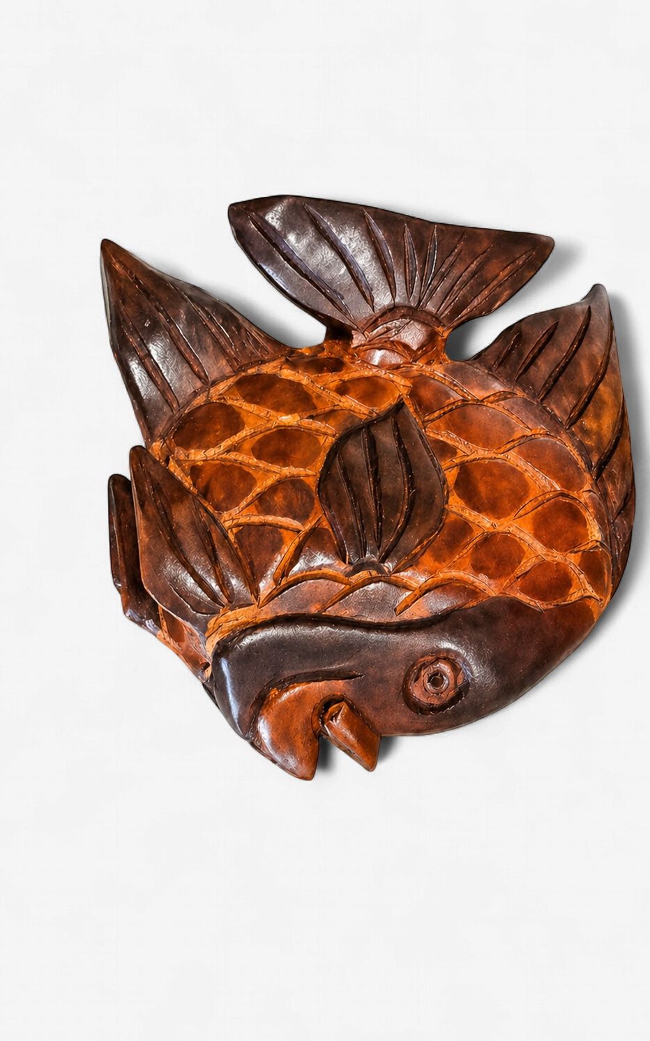 Hand-Carved Wooden Fish, Color: Dark Hand-Carved Wooden Fish