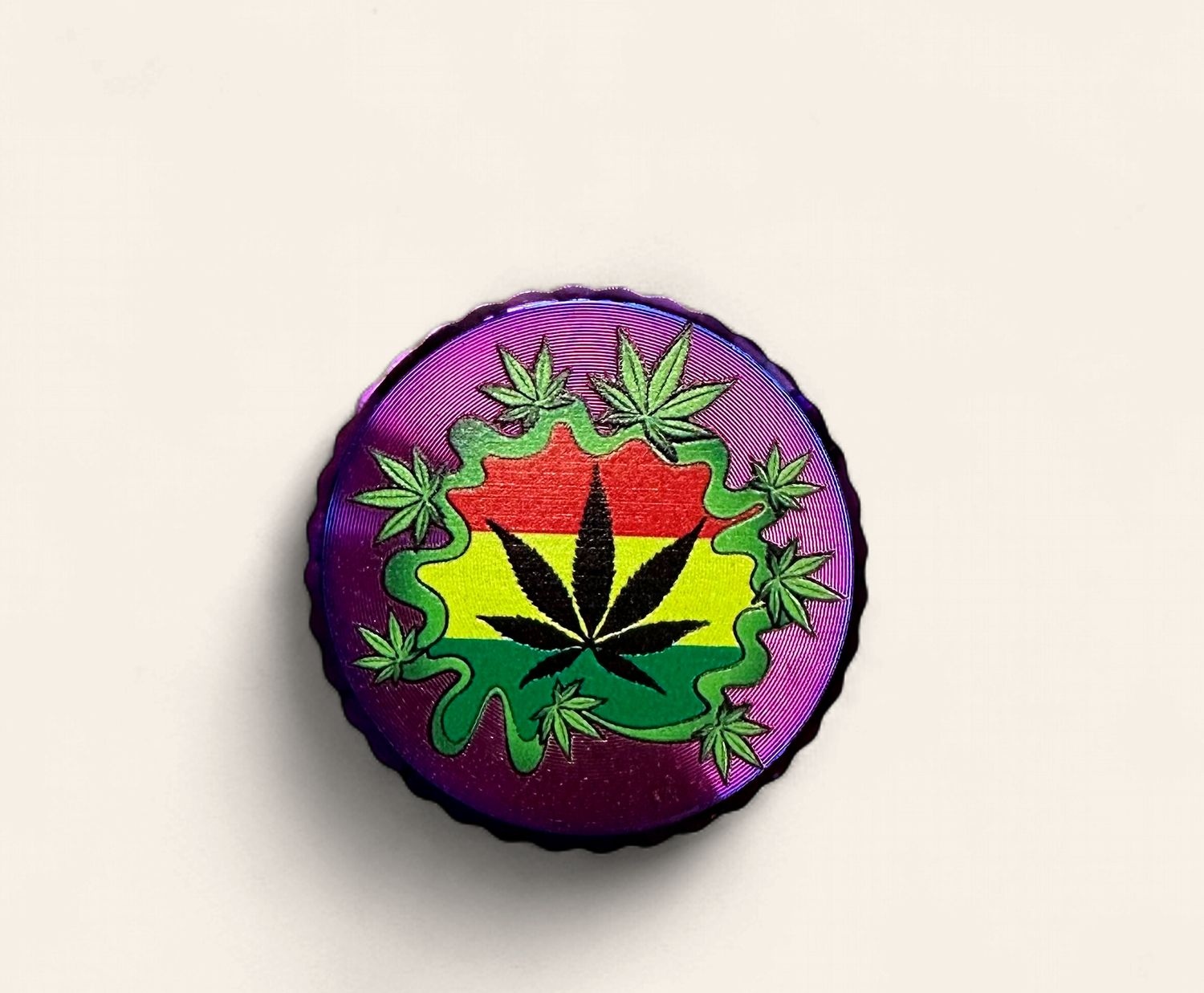 See Thru Window Grinder, Design: Rasta Ganja Leaf