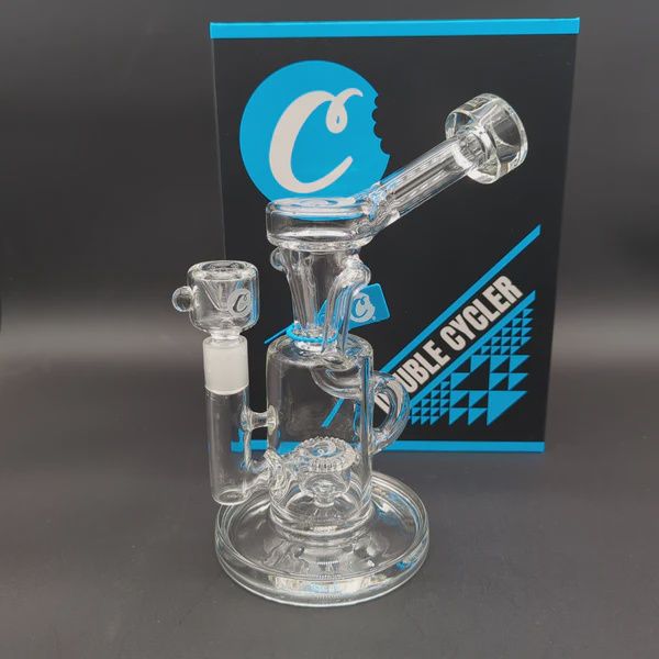 Cookies Double Cycler Glass Water Pipe - 9" / 14mm F