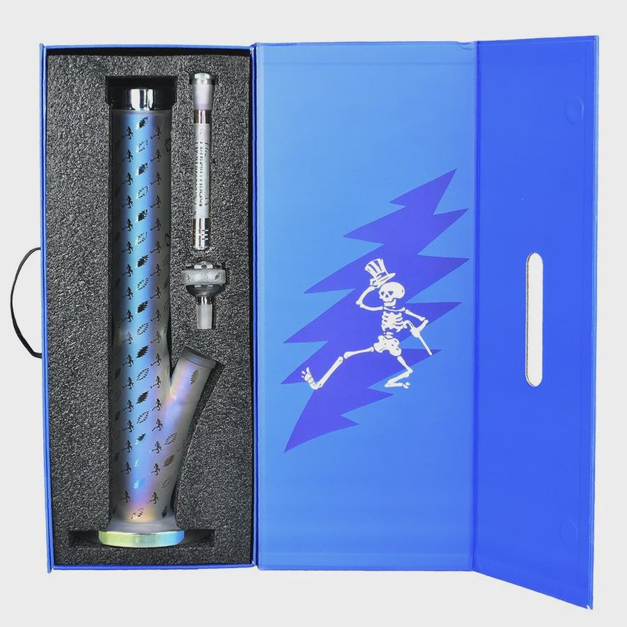 Grateful Dead x Pulsar Bolts and Skellies Straight Tube Water Pipe-15.5"/14mm F