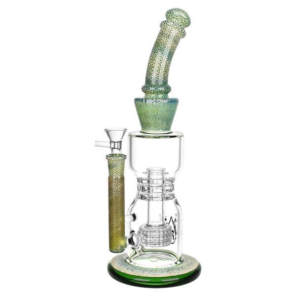 Pulsar Flower of Life Water Pipe - 12.25" / 14mm F, Color: green