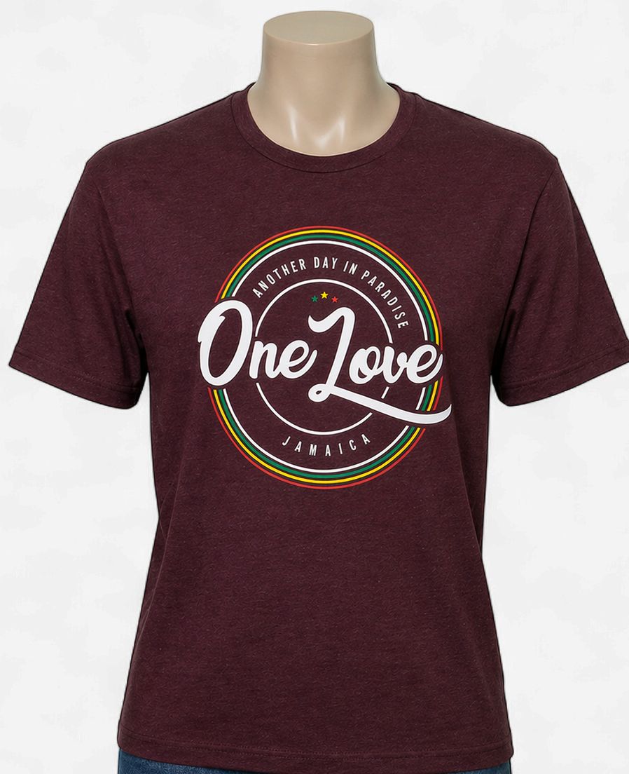 One Love Jamaica Maroon Unisex Graphic T-Shirt