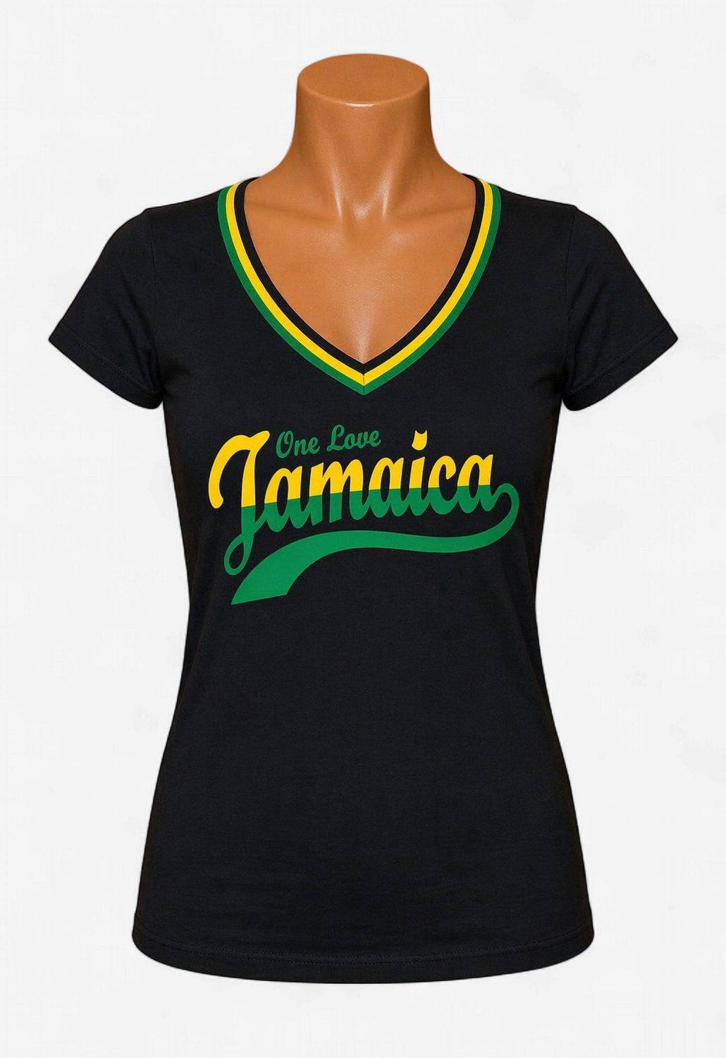 One Love Jamaica Script Women’s V-Neck T-Shirt
