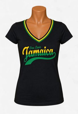 One Love Jamaica Script Women’s V-Neck T-Shirt