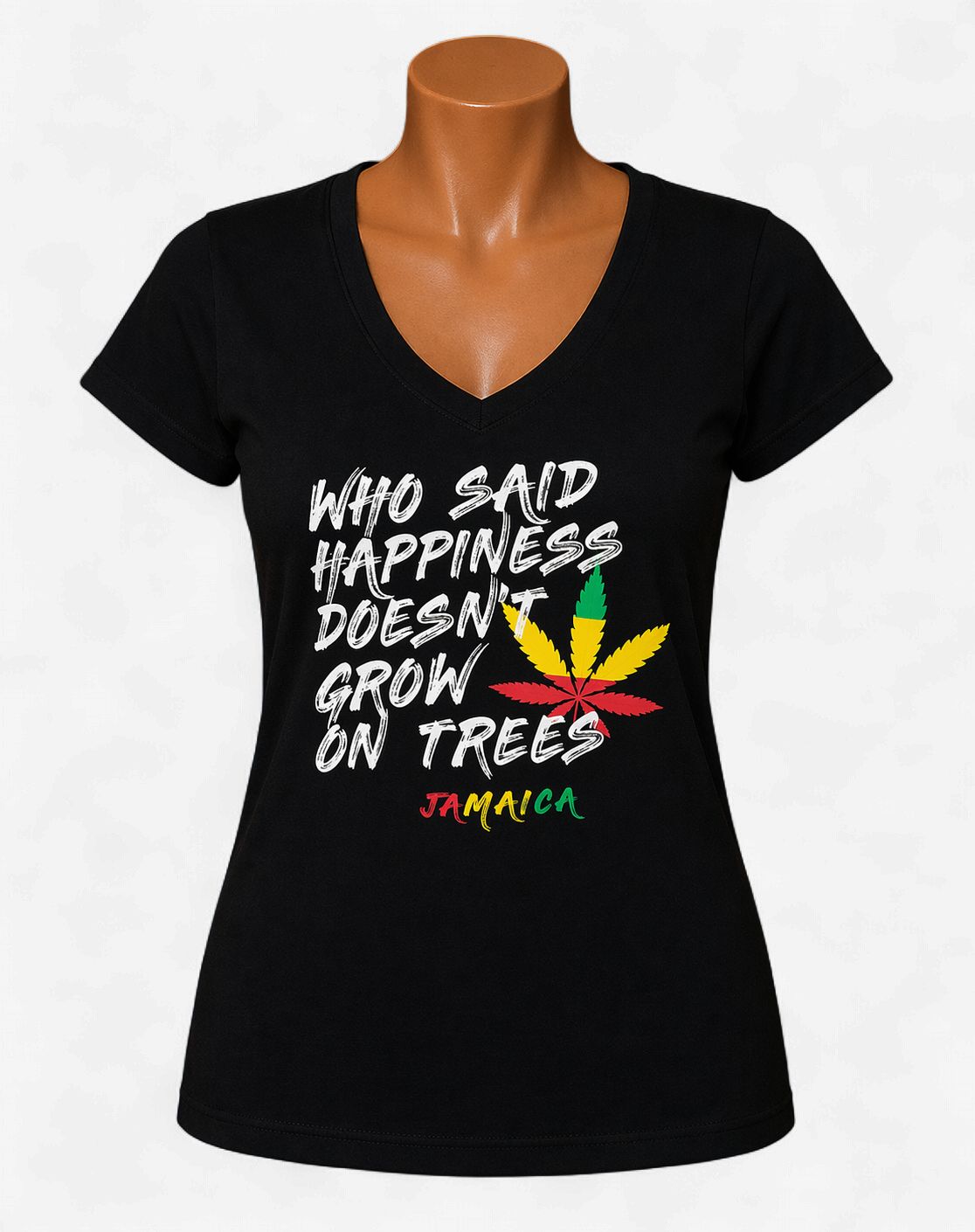 Happiness Grows Jamaica Women’s Graphic T-Shirt – Black