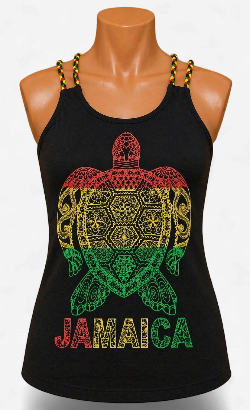 Jamaica Rasta Turtle Women’s Strappy Tank Top