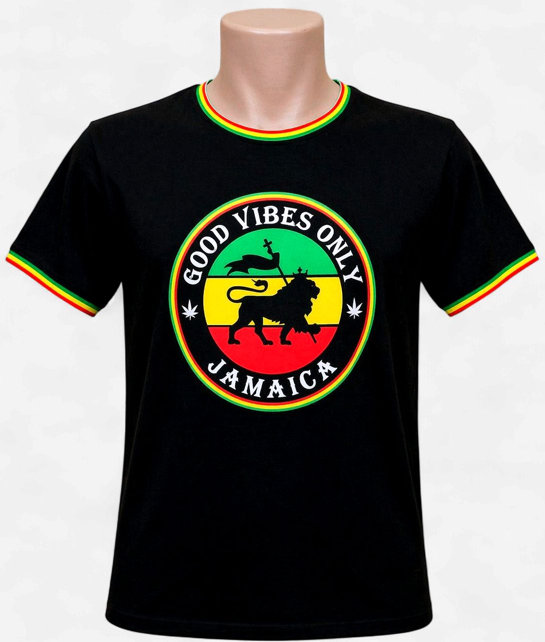 Good Vibes Only Jamaica Rasta Trim T-Shirt (Men’s Graphic Tee)
