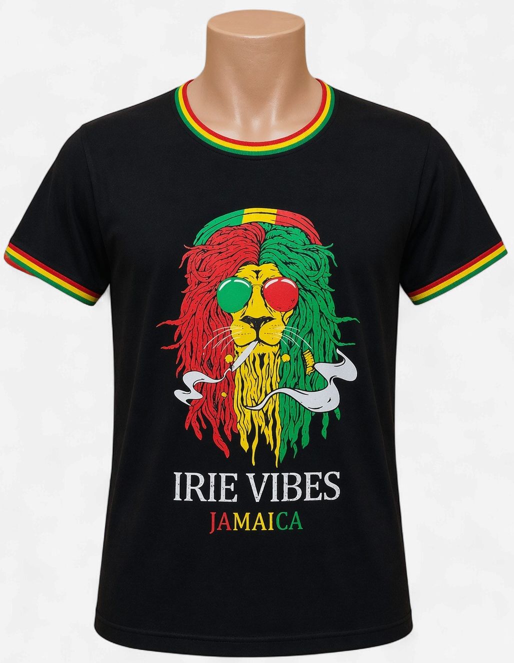 Irie Vibes Jamaica Rasta Lion Graphic T-Shirt