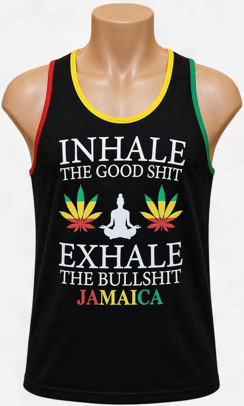 Inhale Good Vibes Jamaica Rasta Tank Top (Men’s Graphic Sleeveless Tee)