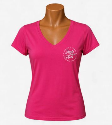 Herbs Terps Roots Jamaica Women’s V-Neck T-Shirt – Pink