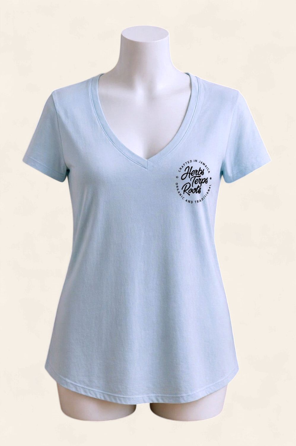 Island Roots Classic V-Neck Tee – Sky Blue