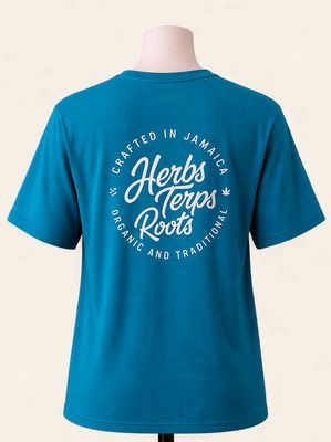 Herbs Terps Roots Unisex Tee – Teal (Front &amp; Back Print)