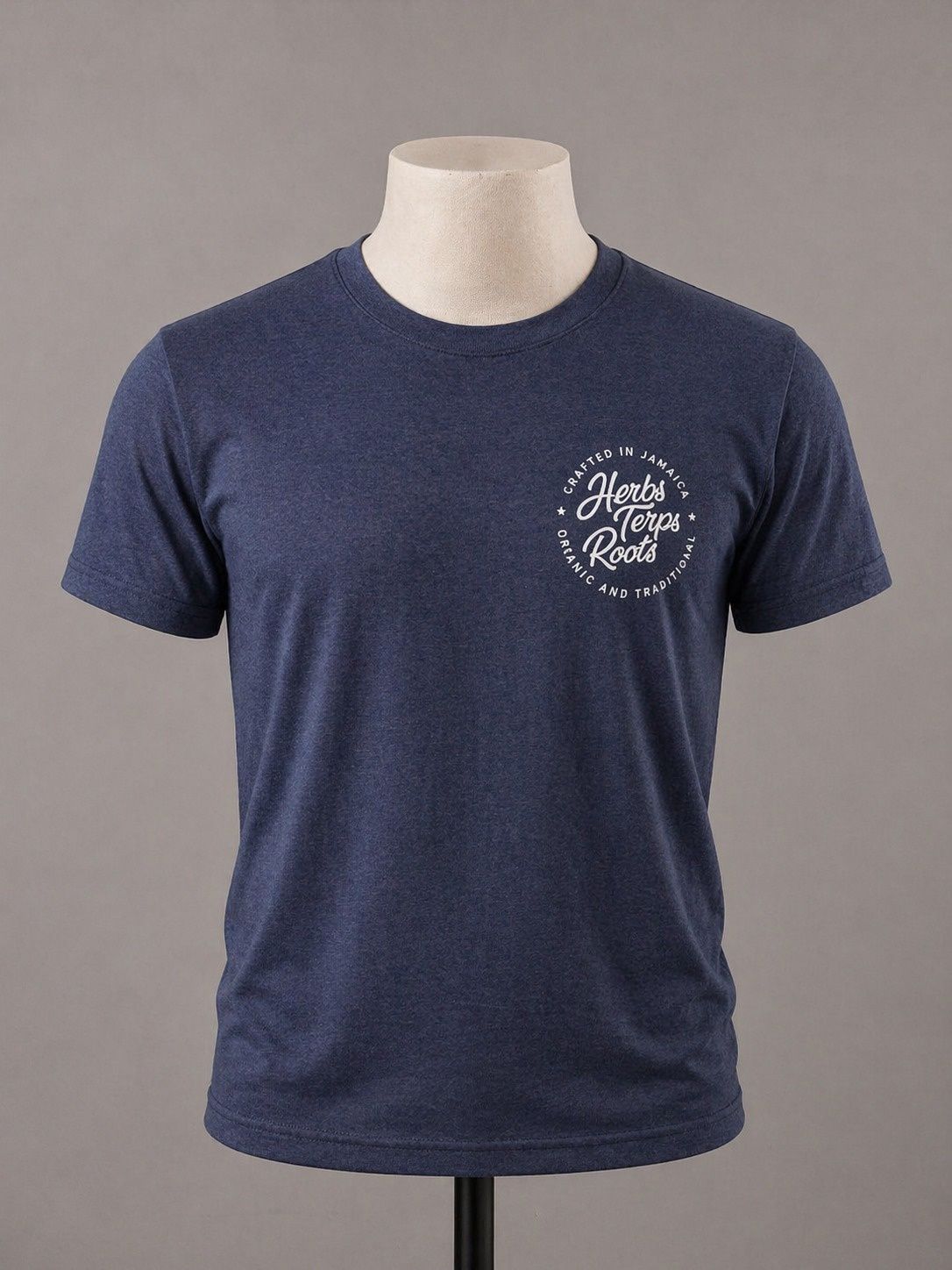 Herbs, Terps &amp; Roots Men’s Jamaica Tee – Navy Blue