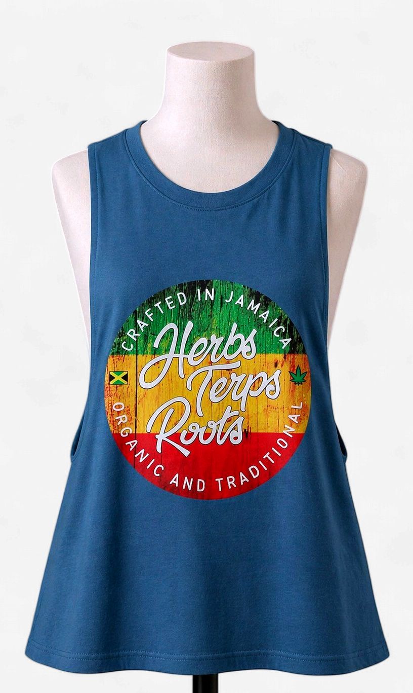 Island Roots Deep-Cut Tank – Ocean Blue