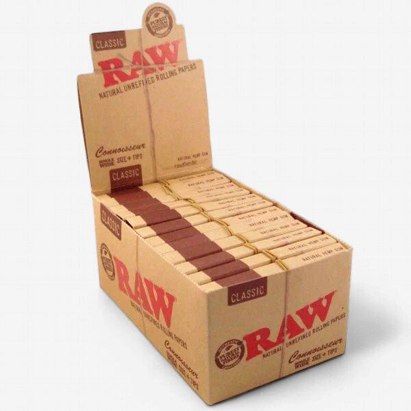 Raw Natural Unrefined Rolling Paper Single Wide + Tips