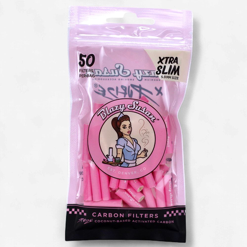 Blazy Susan Pink Activated Carbon Filter Tips Xtra Slim