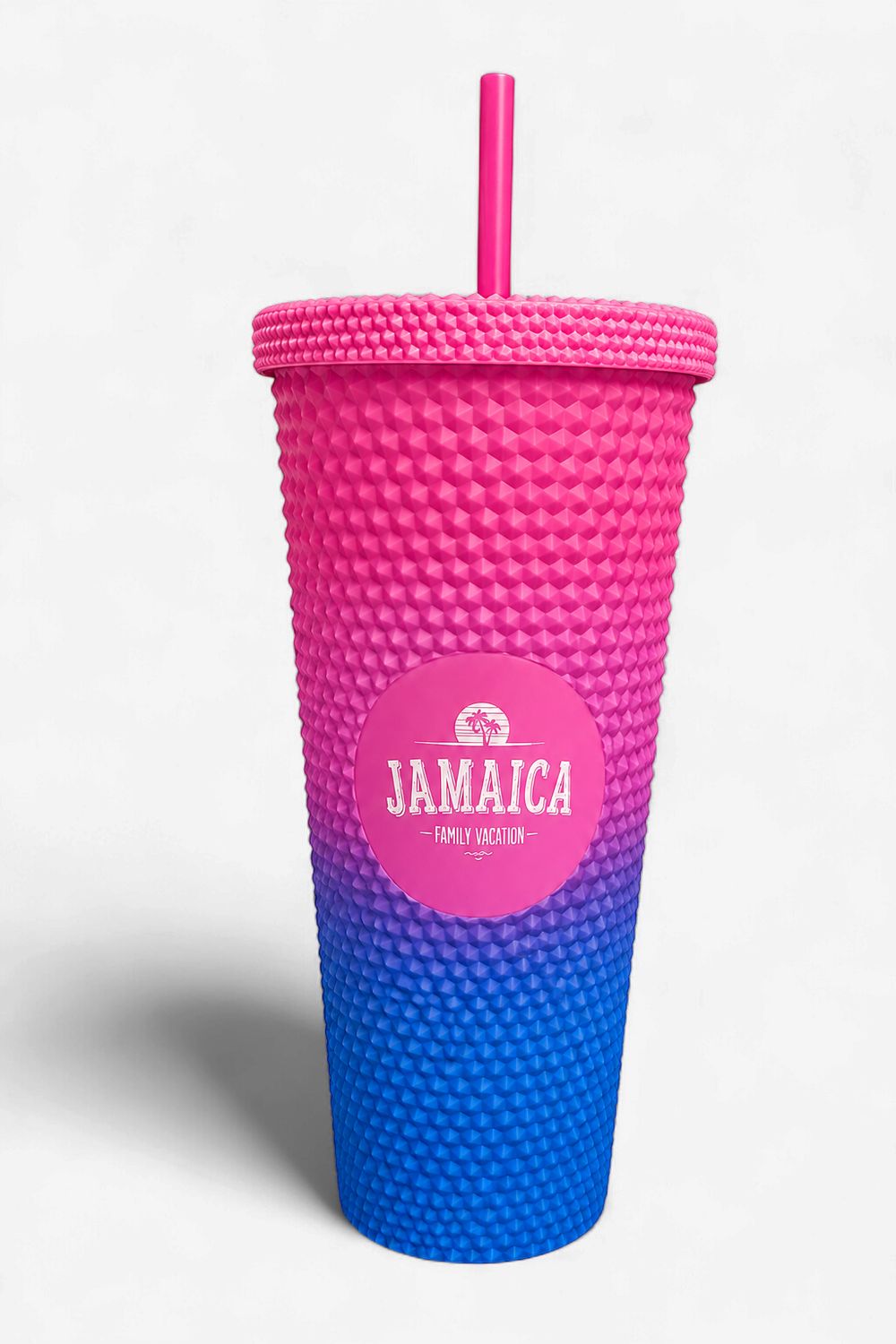 Jamaica One Love Studded Tumblers (24oz), Color: Matte Pink and Blue