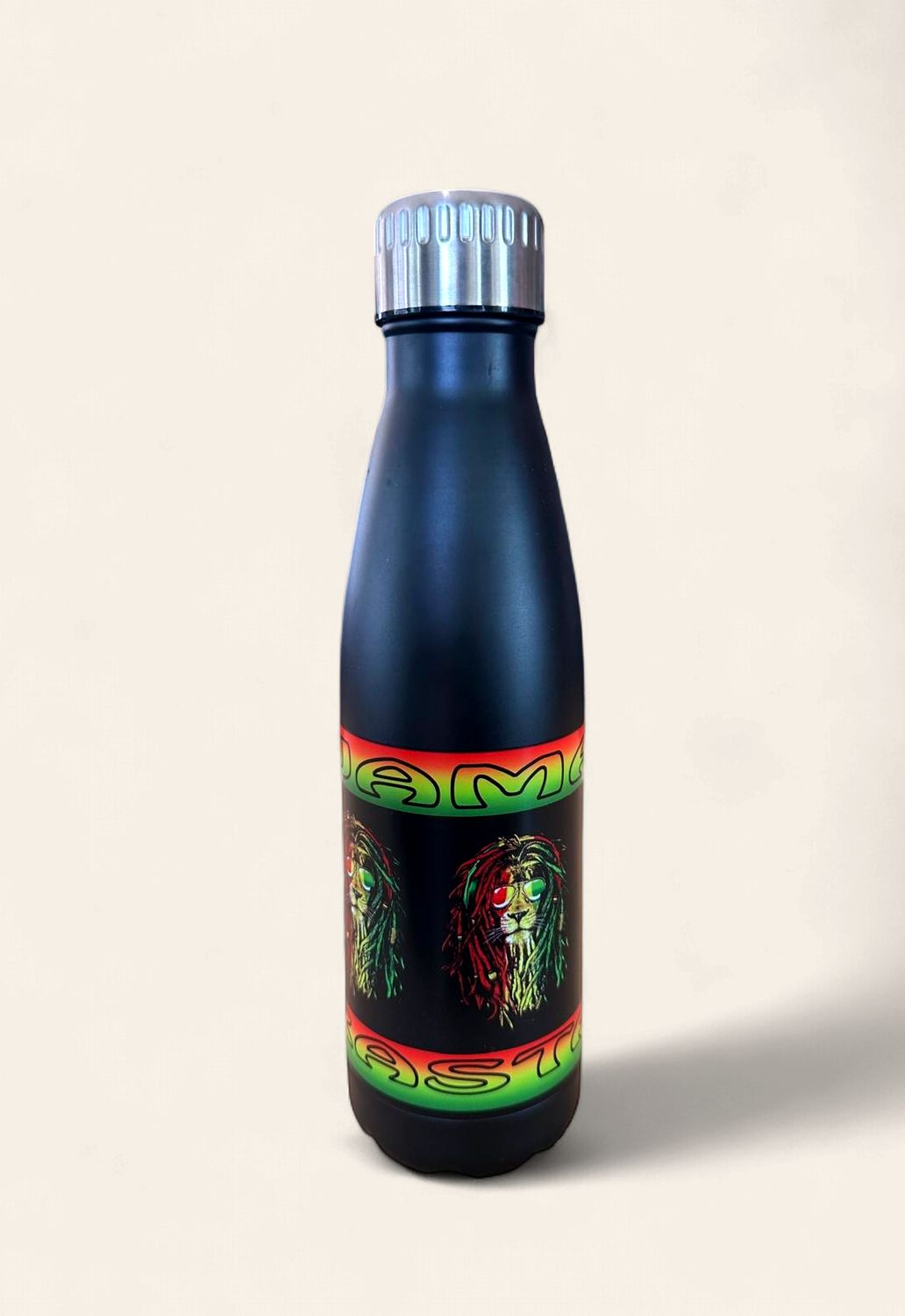 17 oz insulated stainless steel water bottle, Design: Rasta lion