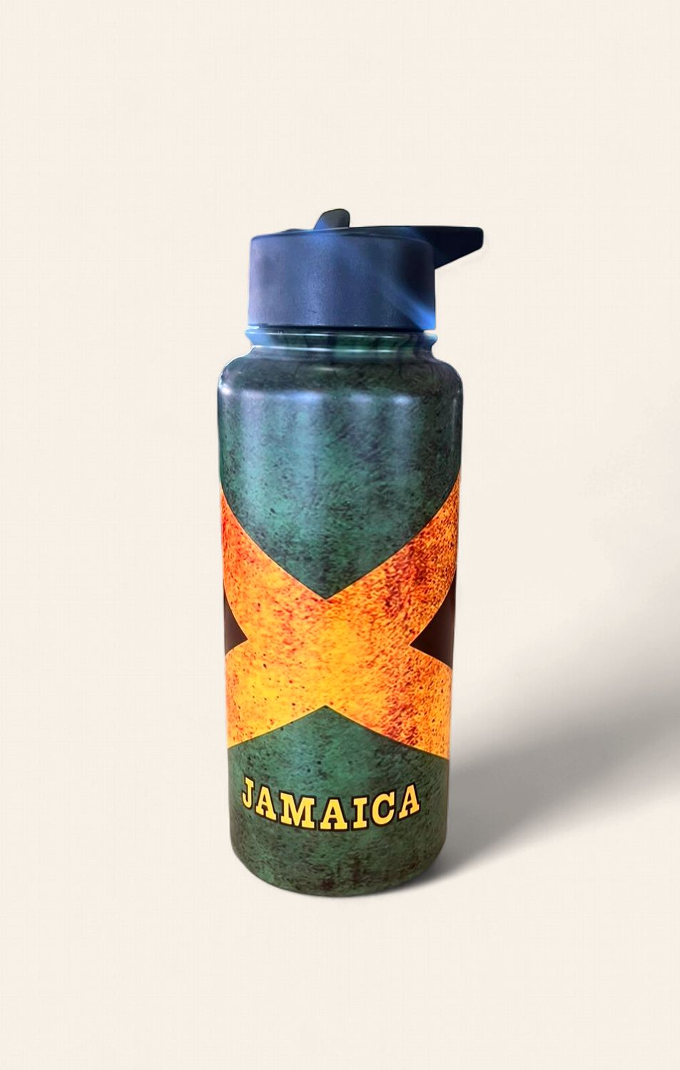 32 oz Stainless Steel Insulated Water Bottle – Flip-Top Lid, Design: Jamaican flag