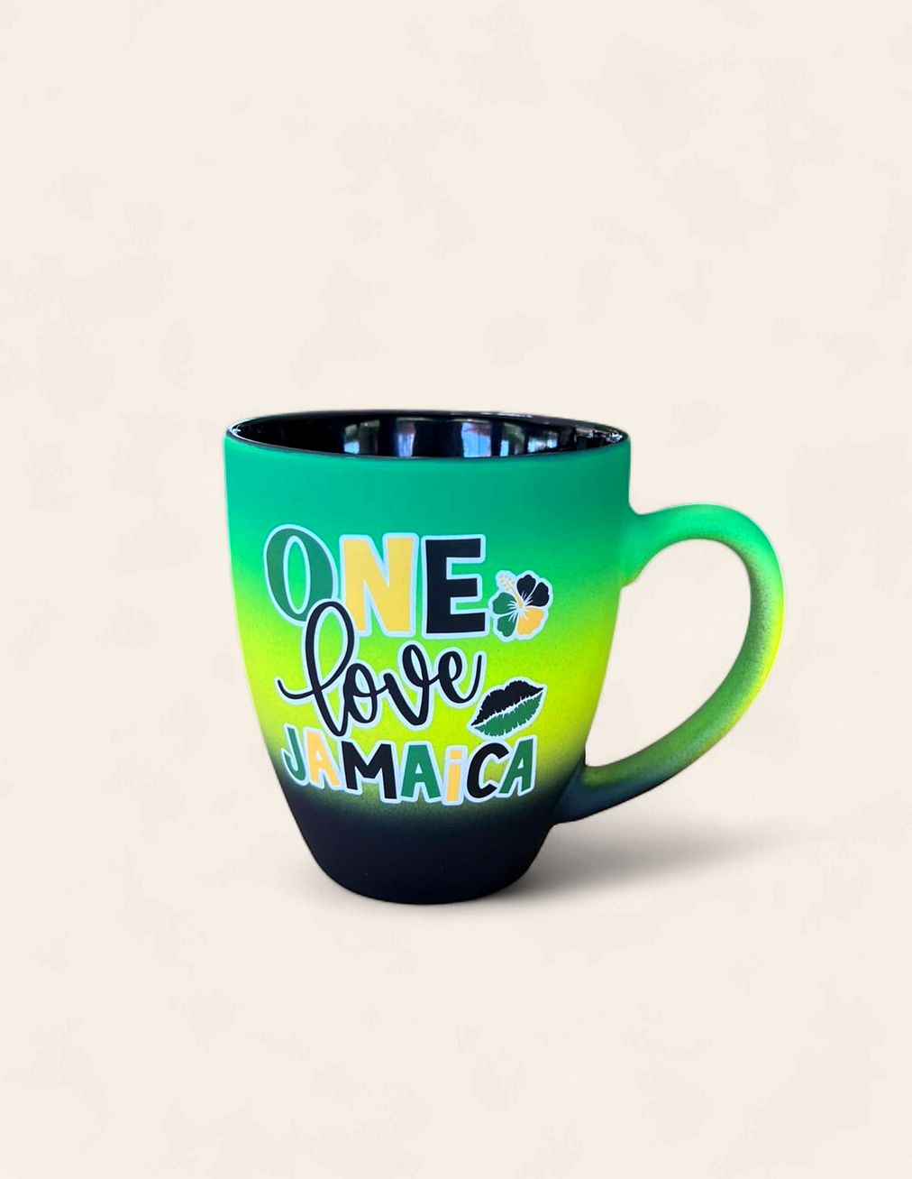 Jamaica One Love Ceramic Coffee Mug 12 oz, Design: One Love Script Design