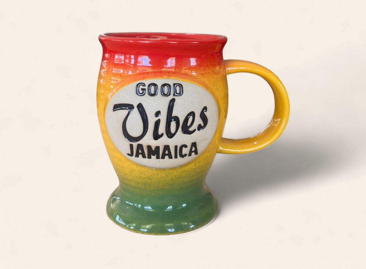 Jamaica One Love Double Handle Ceramic Coffee Mug 12 oz, Color: Jamaica One Love Double Handle Ceramic Coffee Mug 12 oz red