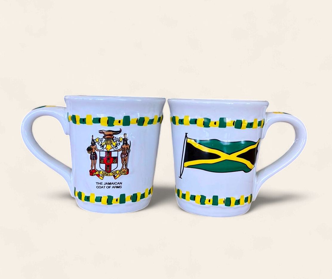 Jamaica Coat of Arms &amp; Flag Ceramic Coffee Mug 12 oz