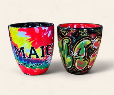Jamaica Swirl Art Ceramic Coffee Mug 12 oz