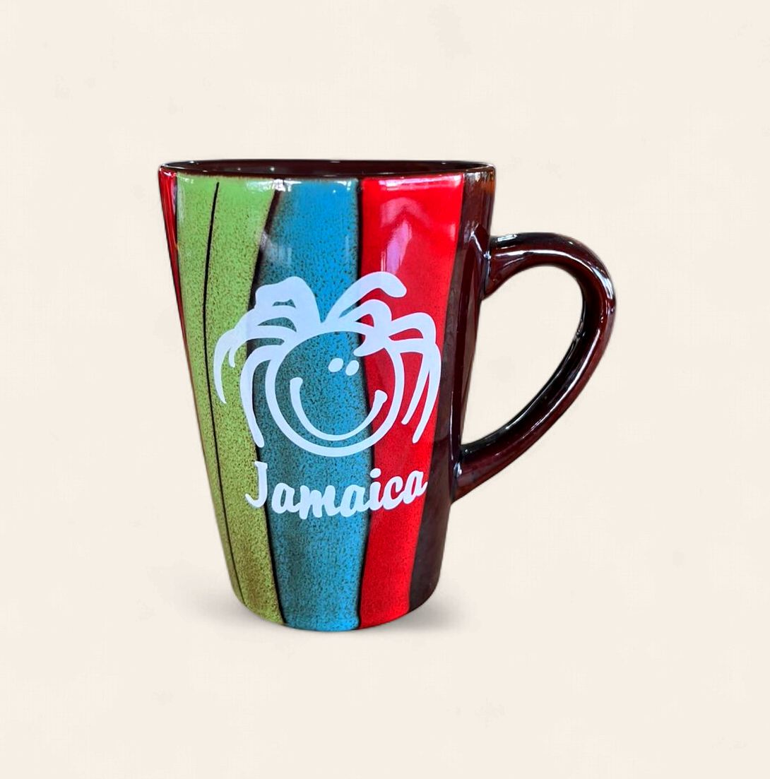 Jamaica Rasta Stripe Smiley Palm Ceramic Coffee Mug 12 oz