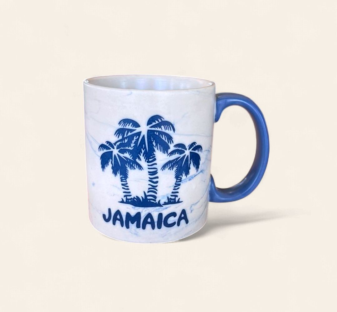 Jamaica Blue Palm Marble Ceramic Coffee Mug 12 oz
