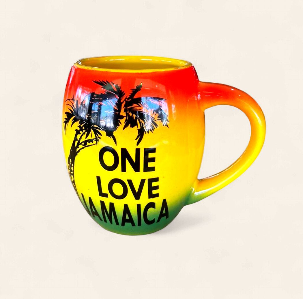 Jamaica One Love Sunset Palm Ceramic Coffee Mug Big 12 oz