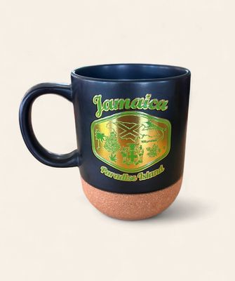 Jamaica Paradise Island Gold Emblem Ceramic Coffee Mug 12 oz